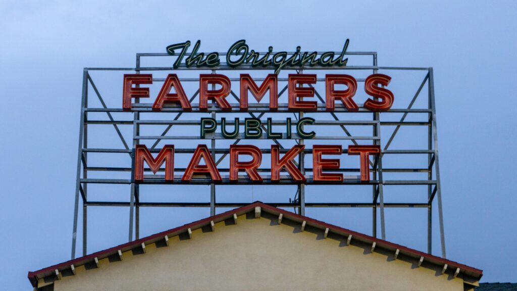 The Original Farmers Market bord in Los Angeles